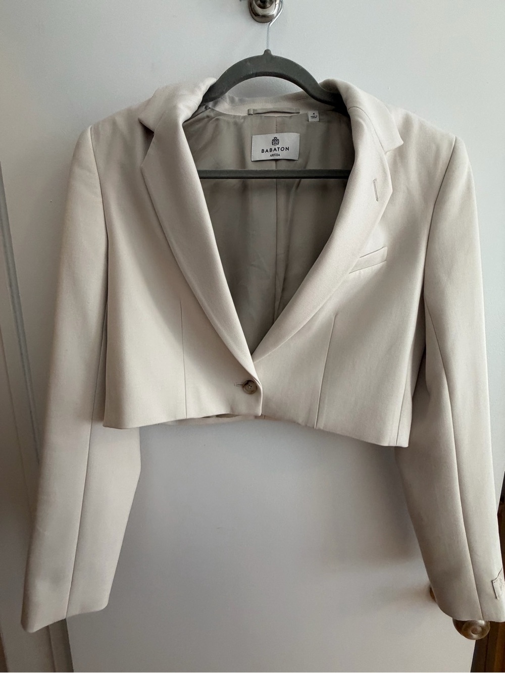 Aritzia Babaton Arbus Blazer Cropped Matte Pearl 4